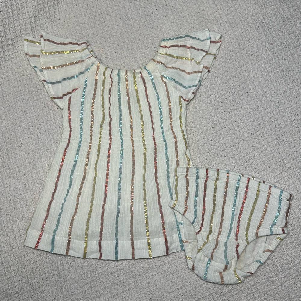 Gymboree white multi color striped dress set.
